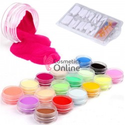 Pudra acrilica 12 culori diferite DC13 + 100 Tipsuri Albe TPS06